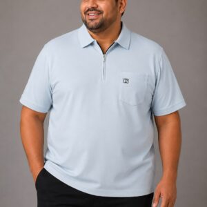 CAMISA POLO ONE MC ZIPER COM BOLSO PLUS SIZE
