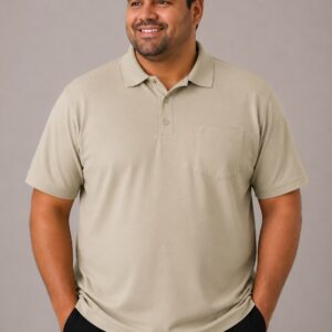 CAMISA POLO MC PIQUE LISO COM BOLSO PLUS SIZE