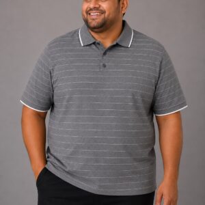 CAMISA POLO MC MESCLA LISTRA PLUS SIZE