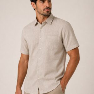 CAMISA SOCIAL MC LINHO TENCEL COM BOLSO MILANO POGGIO